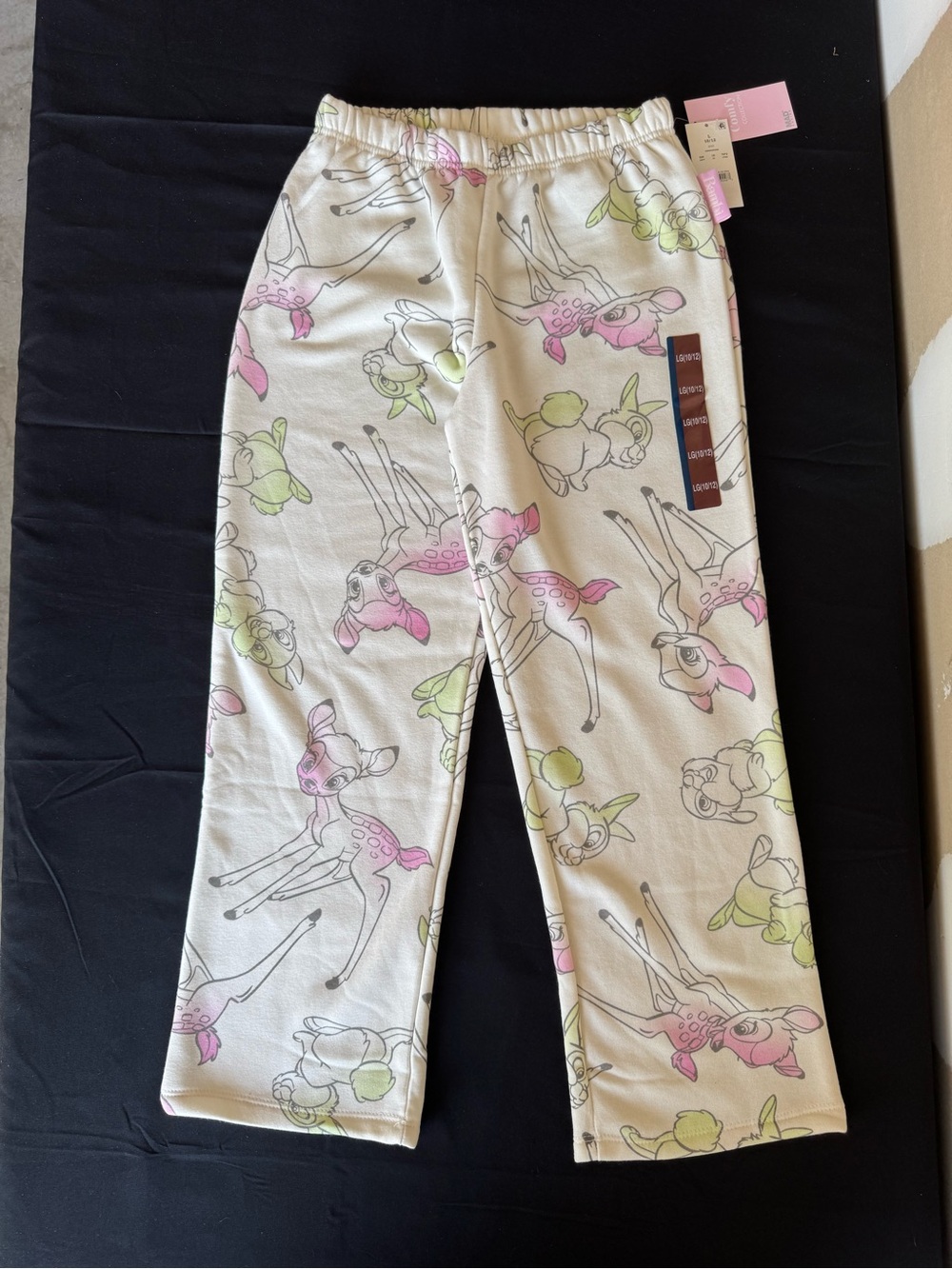 NWT Disney Bambi Thumper Cream Fleece Lounge Pants Girls Size Large (10/12)